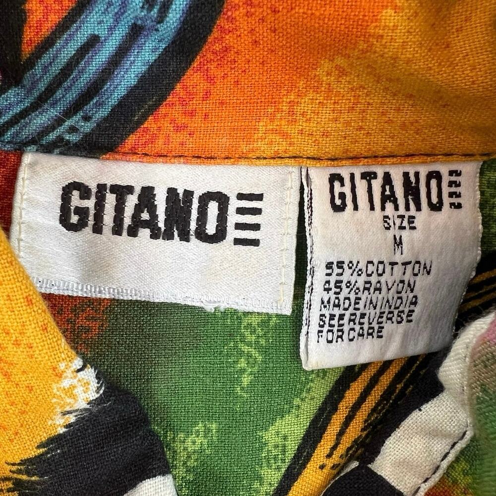 Vintage 1990s Gitano Abstract Print Shoulder Pad Button Up Shirt Women’s M - Picture 3 of 7